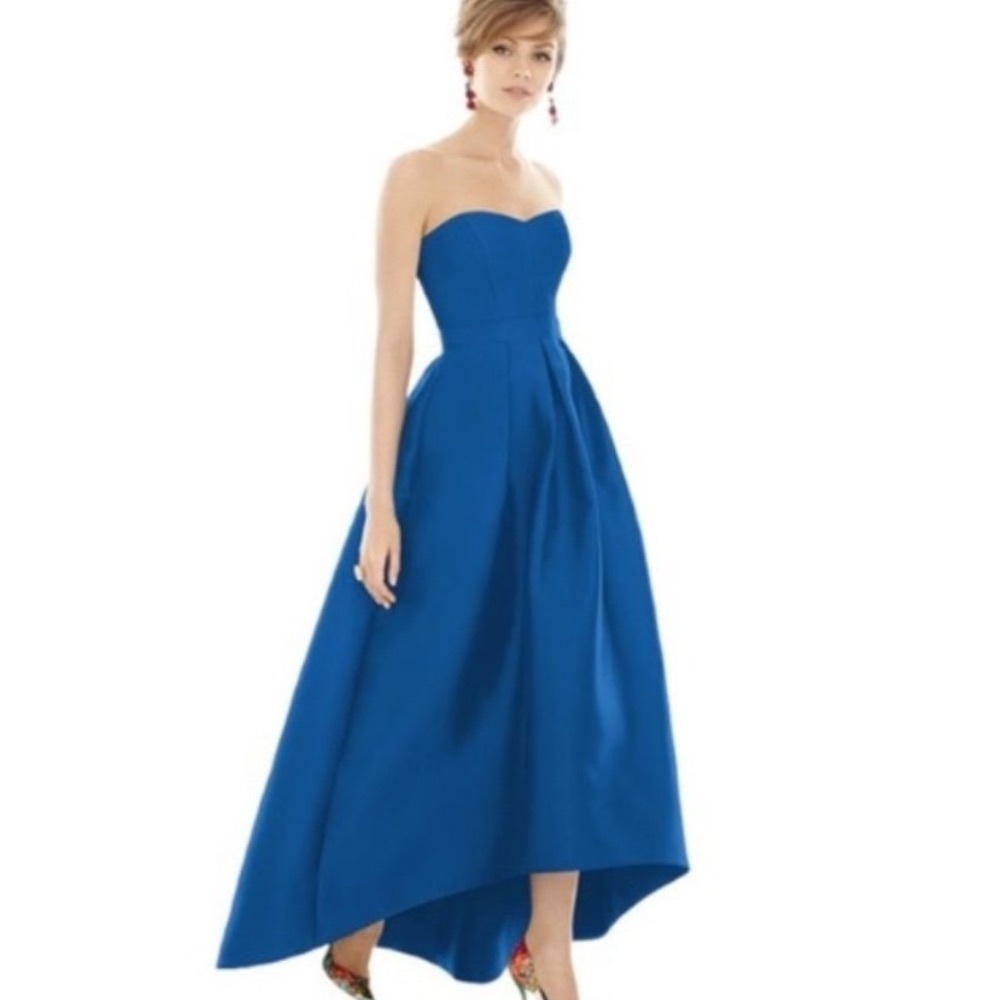 ALFRED SUNG Royal Blue High-Low Dress